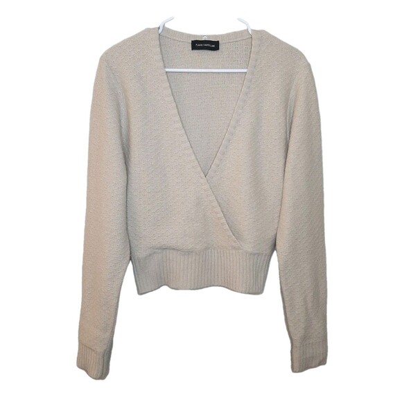 Flavio Castellani Sweaters - Flavio Castellani Sweater Beige Women Size L / 44 Wool Cashmere Blend Faux Wrap